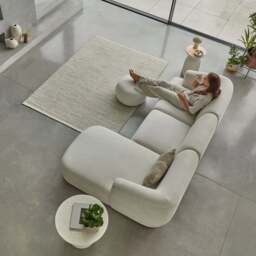 Nathalia Right Chaise Corner Sofa - Chalk White Boucle - thumbnail 3