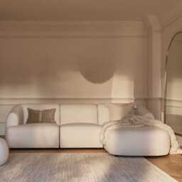 Nathalia Right Chaise Corner Sofa - Chalk White Boucle