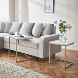 Jay Marble Effect Nest of Tables - Gold Frame - thumbnail 4