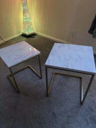 Jay Marble Effect Nest of Tables - Gold Frame - thumbnail 3