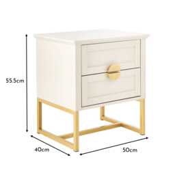 Ines Taupe Bedside Table - Gold Legs - thumbnail 5