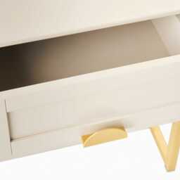 Ines Taupe Bedside Table - Gold Legs - thumbnail 4