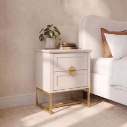 Ines Taupe Bedside Table - Gold Legs - thumbnail 2