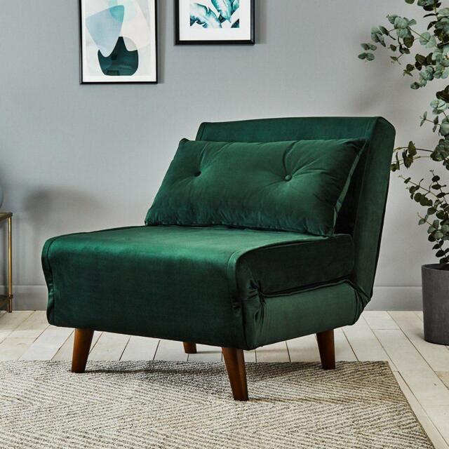 Una Single Sofa Bed - Green Velvet - image 1