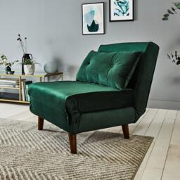 Una Single Sofa Bed - Green Velvet - thumbnail 3
