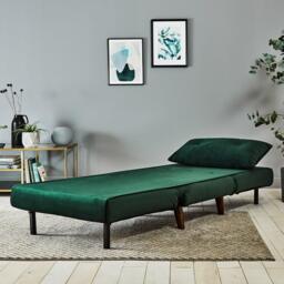 Una Single Sofa Bed - Green Velvet - thumbnail 2