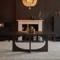 Jade Jet Black Rectangular Acacia Dining Table Set - 6 Seater - Nadine Marl Taupe Dining Chairs with Black Legs - thumbnail 3