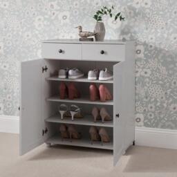 Ascot Shoe Cabinet - Grey Storage Cupboard - thumbnail 2