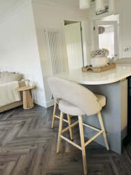 Marilyn Soft Beige Bar Stool - Whitewash Oak Legs - thumbnail 4