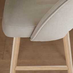Marilyn Soft Beige Bar Stool - Whitewash Oak Legs - thumbnail 2