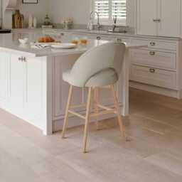 Marilyn Soft Beige Bar Stool - Whitewash Oak Legs - thumbnail 3