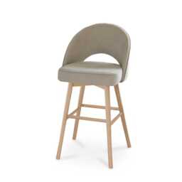 Marilyn Soft Beige Bar Stool - Whitewash Oak Legs - thumbnail 6