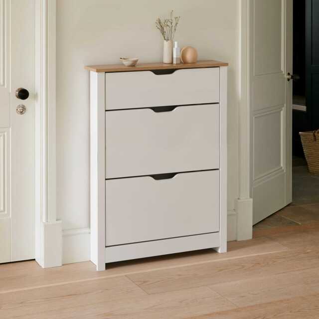 Windsor Shoe Cabinet - 3 Door - White - image 1