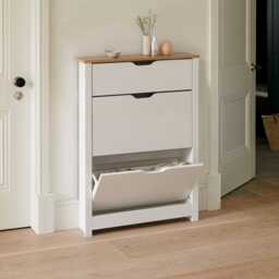 Windsor Shoe Cabinet - 3 Door - White - thumbnail 3