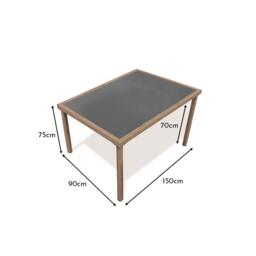 Marston 6 Seater Garden Dining Table - Natural Brown - Glass Top - thumbnail 4