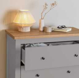 Bampton 4 Drawer Tall Chest of Drawers - Stone Grey - thumbnail 5