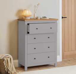 Bampton 4 Drawer Tall Chest of Drawers - Stone Grey - thumbnail 3