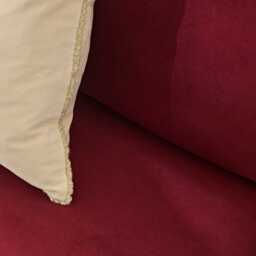 Gillian 3 Seater Large Corner Sofa - Burgundy Red Velvet with Dark Oak Legs - thumbnail 2