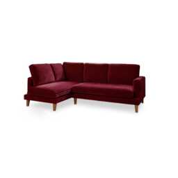 Gillian 3 Seater Large Corner Sofa - Burgundy Red Velvet with Dark Oak Legs - thumbnail 5