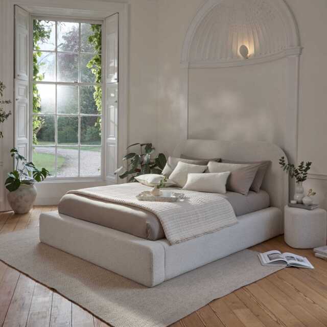 Farrah King Ottoman Bed - Oat Boucle - image 1