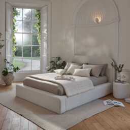 Farrah King Ottoman Bed - Oat Boucle - thumbnail 1