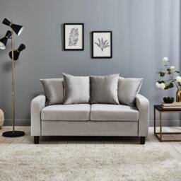 Tracy 2 Seater Sofa - Grey Velvet with Black Legs - thumbnail 3