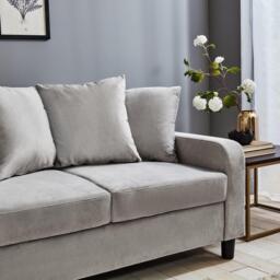 Tracy 2 Seater Sofa - Grey Velvet with Black Legs - thumbnail 4