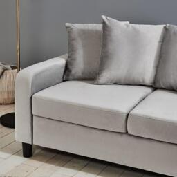 Tracy 2 Seater Sofa - Grey Velvet with Black Legs - thumbnail 5