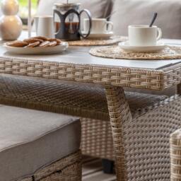 Aston 9 Seater Rattan Corner Sofa Set with Polywood Table Top - Natural Brown - thumbnail 5