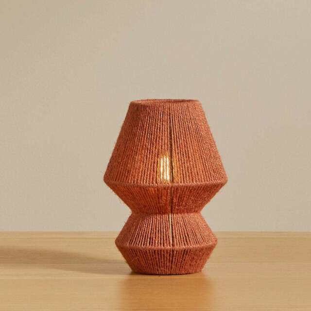 Sirana Small Burnt Orange Jute Table Lamp - image 1