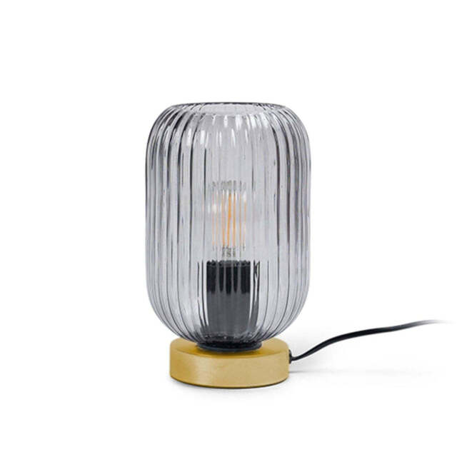 Elland 22.5cm Glass Table Lamp - Smoked & Gold - image 1