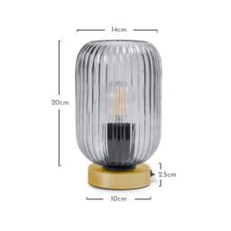 Elland 22.5cm Glass Table Lamp - Smoked & Gold - thumbnail 2