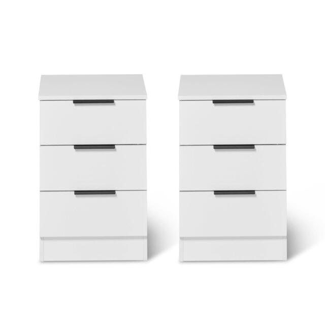 Essie 3 Drawer Bedside Table - Pure White - Set of 2 - image 1