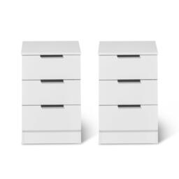 Essie 3 Drawer Bedside Table - Pure White - Set of 2 - thumbnail 1