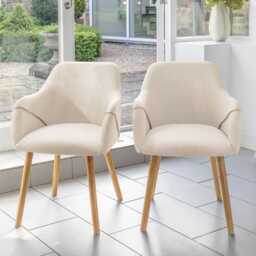 Freya Oat Boucle Armchairs - Set of 2 - Pale Oak Legs