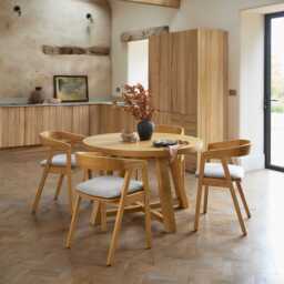 Charlotte Pale Oak Round Dining Table - thumbnail 2