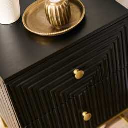 Rayna Jet Black 2 Drawer Bedside Table - thumbnail 4