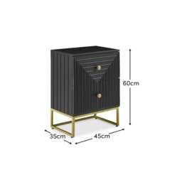 Rayna Jet Black 2 Drawer Bedside Table - thumbnail 6