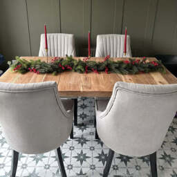 Nadine Soft Beige Dining Chairs - Set of 2 - Black Legs - thumbnail 5