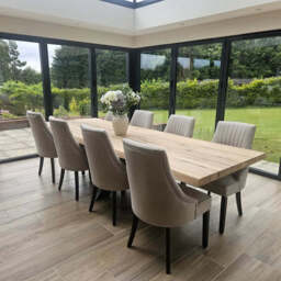 Nadine Soft Beige Dining Chairs - Set of 2 - Black Legs - thumbnail 2