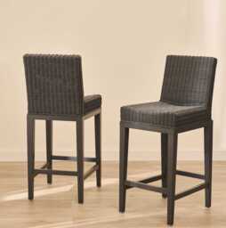 Reid Slate Grey Bar Stools - Set of 2 - Mindi Wood Legs - thumbnail 2