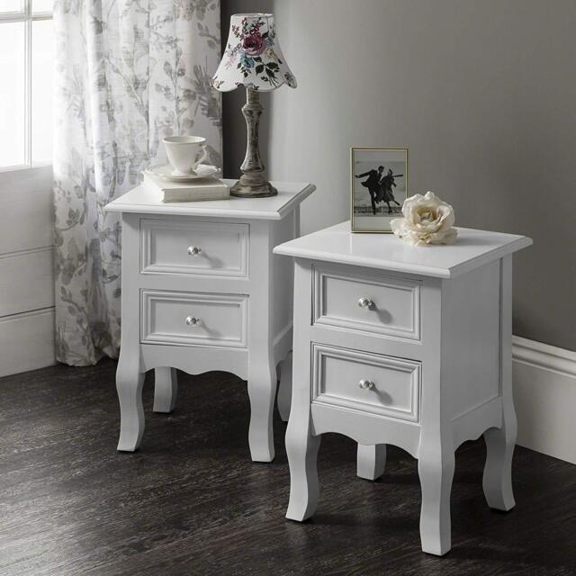 Bette 30cm 2 Drawer Bedside Table - Set of 2 - Ivory White - image 1
