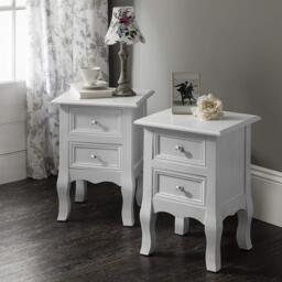 Bette 30cm 2 Drawer Bedside Table - Set of 2 - Ivory White - thumbnail 1