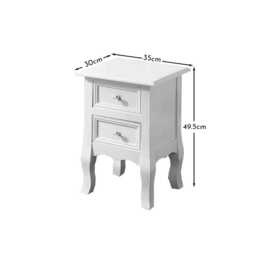 Bette 30cm 2 Drawer Bedside Table - Set of 2 - Ivory White - thumbnail 6