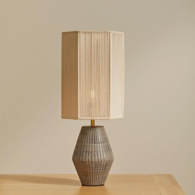 Haveri Mango Wood Table Lamp with Natural  Shade - 63cm - image 1