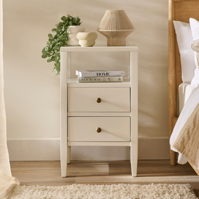 Ivy 2 Drawer Bedside Table - Ivory White - image 1
