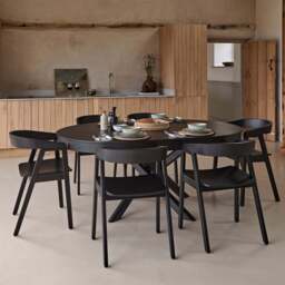 Amelia Black Oak Oval Extending Dining Table Set - 6 Seater - Ella Black Oak Carver Chairs - thumbnail 1
