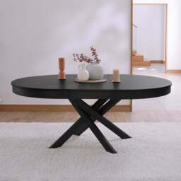 Amelia Black Oak Oval Extending Dining Table Set - 6 Seater - Ella Black Oak Carver Chairs - thumbnail 3