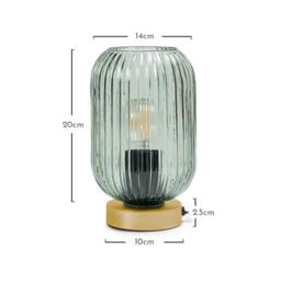 Elland 22.5cm Glass Table Lamp - Sage Green & Gold - thumbnail 2