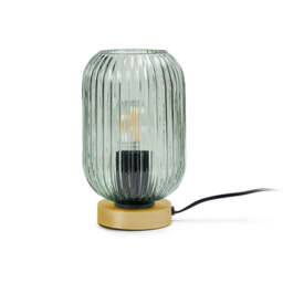 Elland 22.5cm Glass Table Lamp - Sage Green & Gold - thumbnail 1